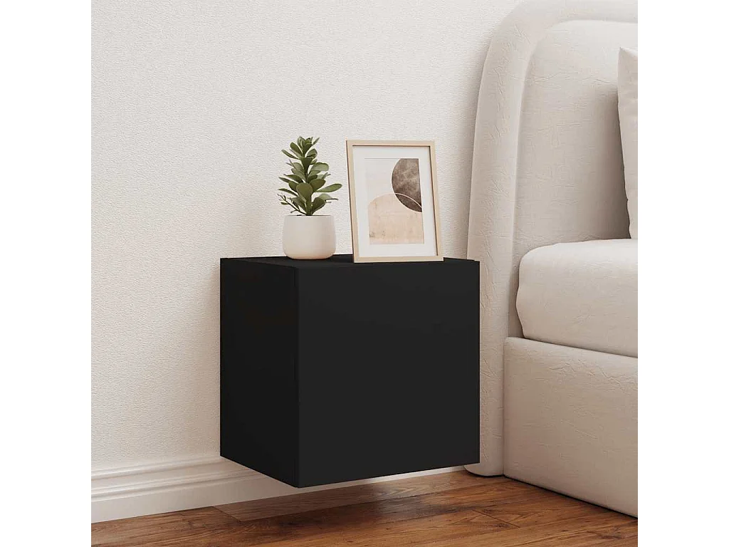 Berkfield TV Wall Cabinet with LED Lights Black 40.5x35x40 cm