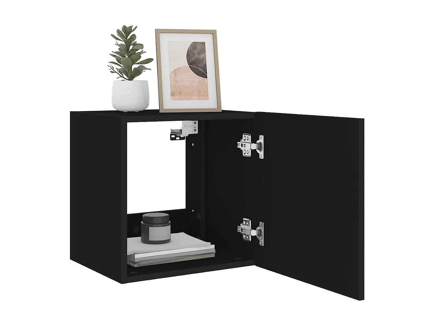 Berkfield TV Wall Cabinet with LED Lights Black 40.5x35x40 cm