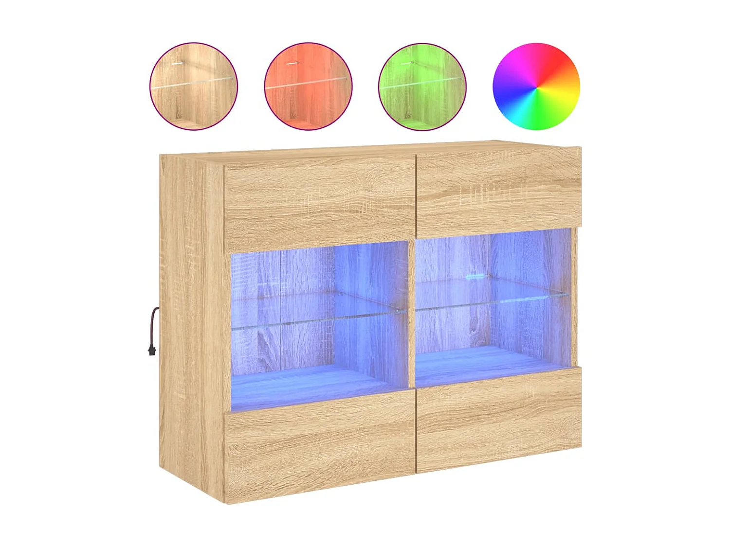 Berkfield TV Wall Cabinet with LED Lights Sonoma Oak 78.5x30x60.5 cm