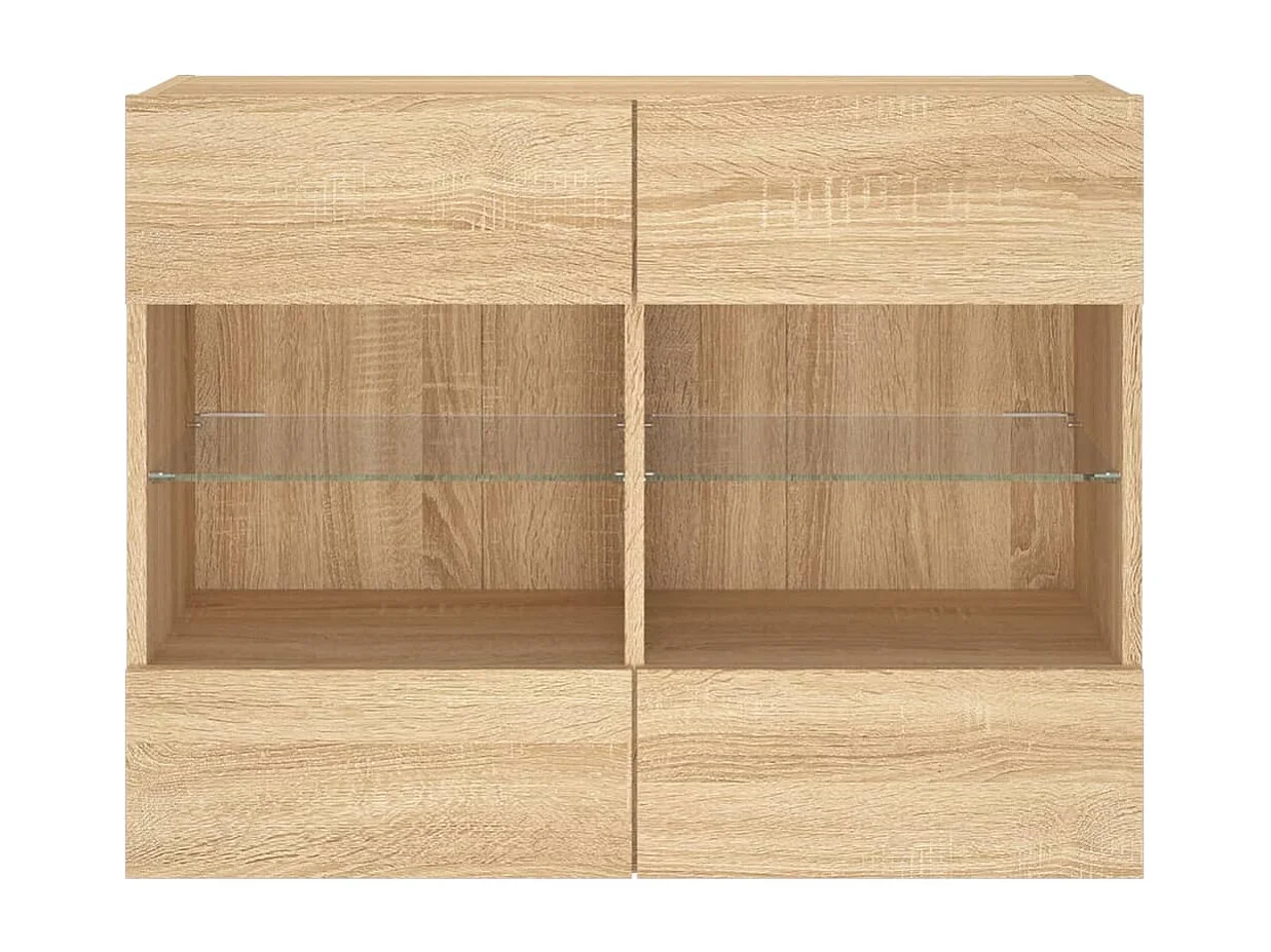 Berkfield TV Wall Cabinet with LED Lights Sonoma Oak 78.5x30x60.5 cm