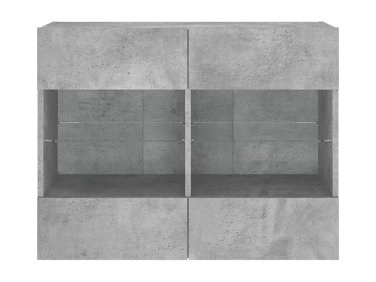 Berkfield TV Wall Cabinet with LED Lights Concrete Grey 78.5x30x60.5 cm