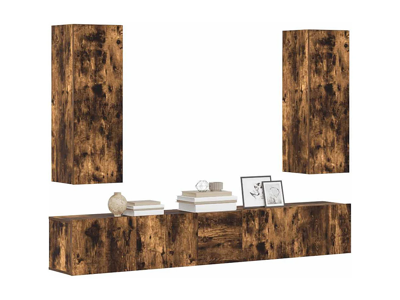 Berkfield 5 Piece TV Cabinet Set Smoked Oak Engineered Wood