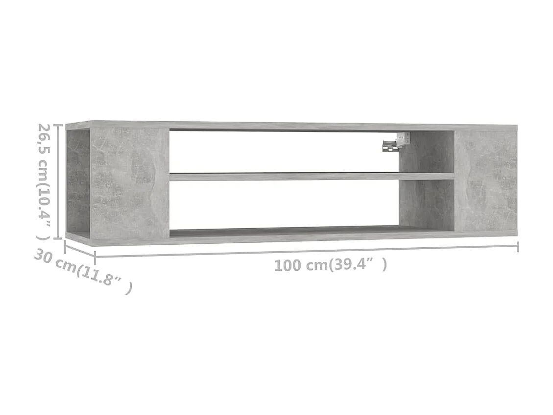 Berkfield Hanging TV Cabinet Concrete Grey 100x30x26.5 cm Engineered Wood