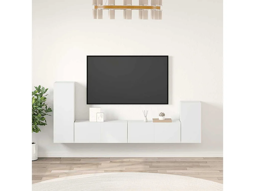 Berkfield 4 Piece TV Cabinet Set White Engineered Wood