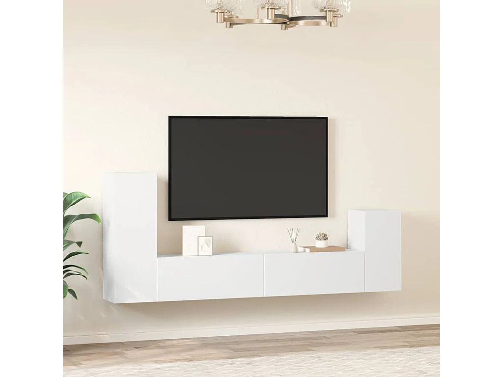 Berkfield 4 Piece TV Cabinet Set White Engineered Wood