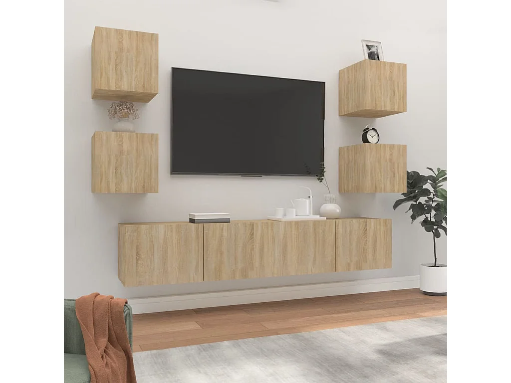 Berkfield 6 Piece TV Cabinet Set Sonoma Oak Engineered Wood