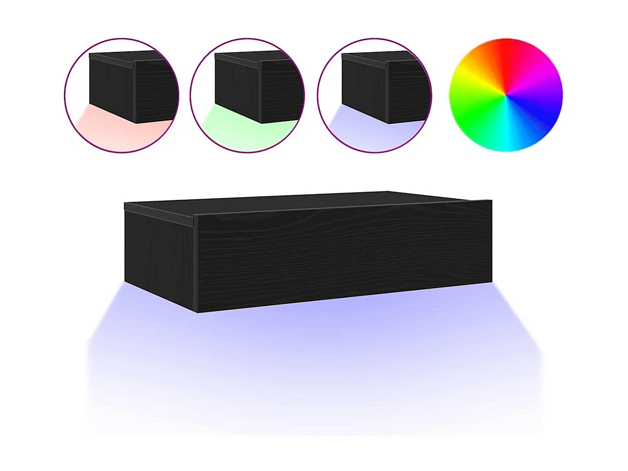 Berkfield TV Cabinet with LED Lights Black Oak 60x35x15.5 cm