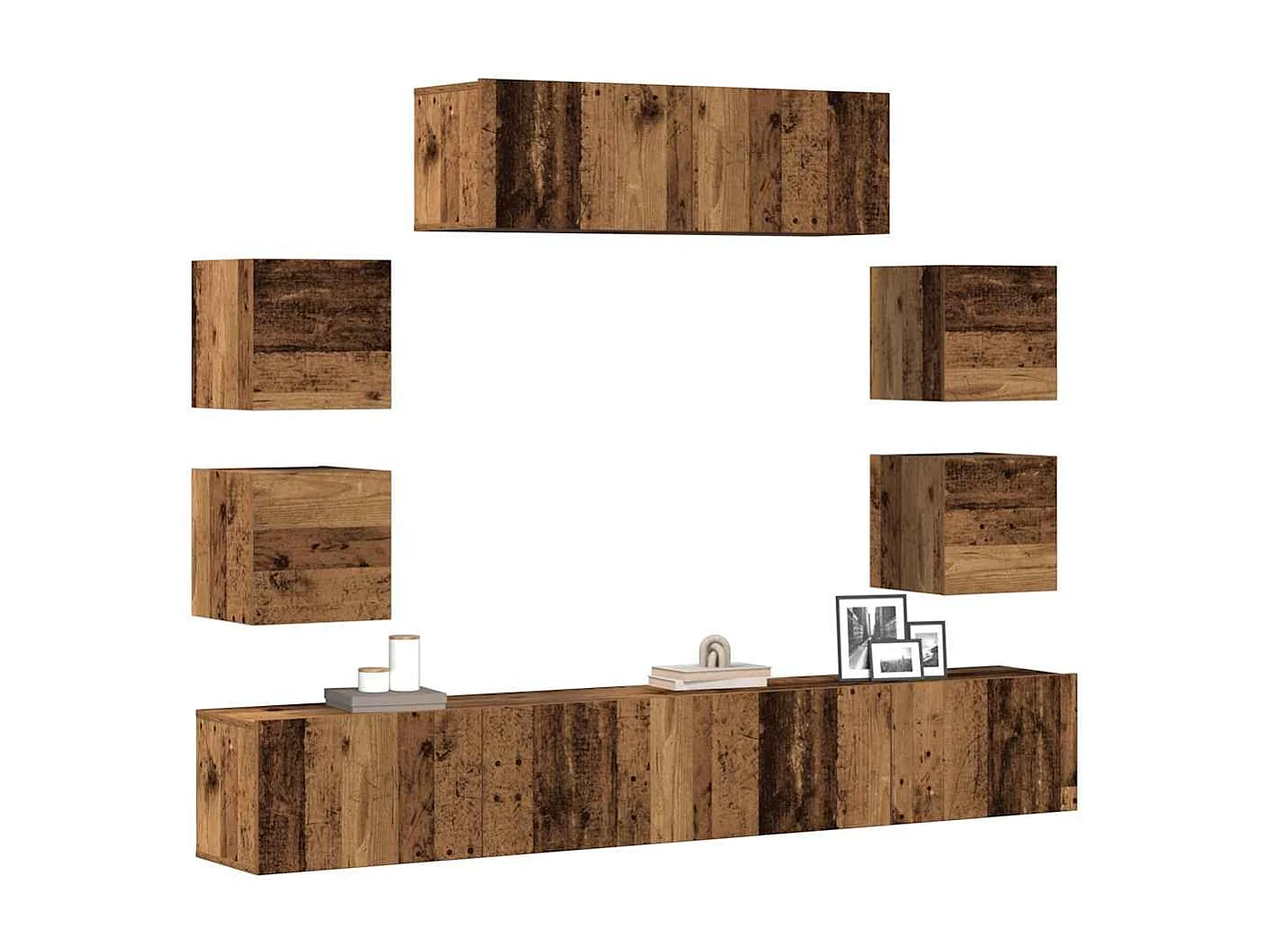Berkfield 7 Piece TV Cabinet Set Wall-mounted Old Wood Engineered Wood