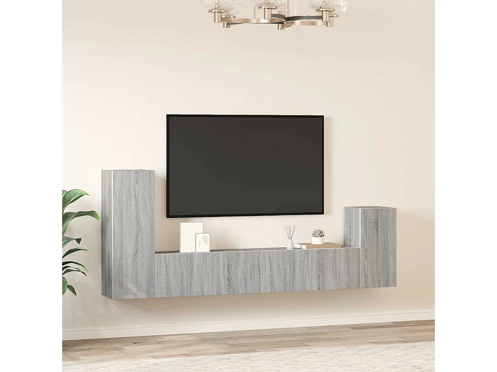Berkfield 4 Piece TV Cabinet Set Grey Sonoma Engineered Wood