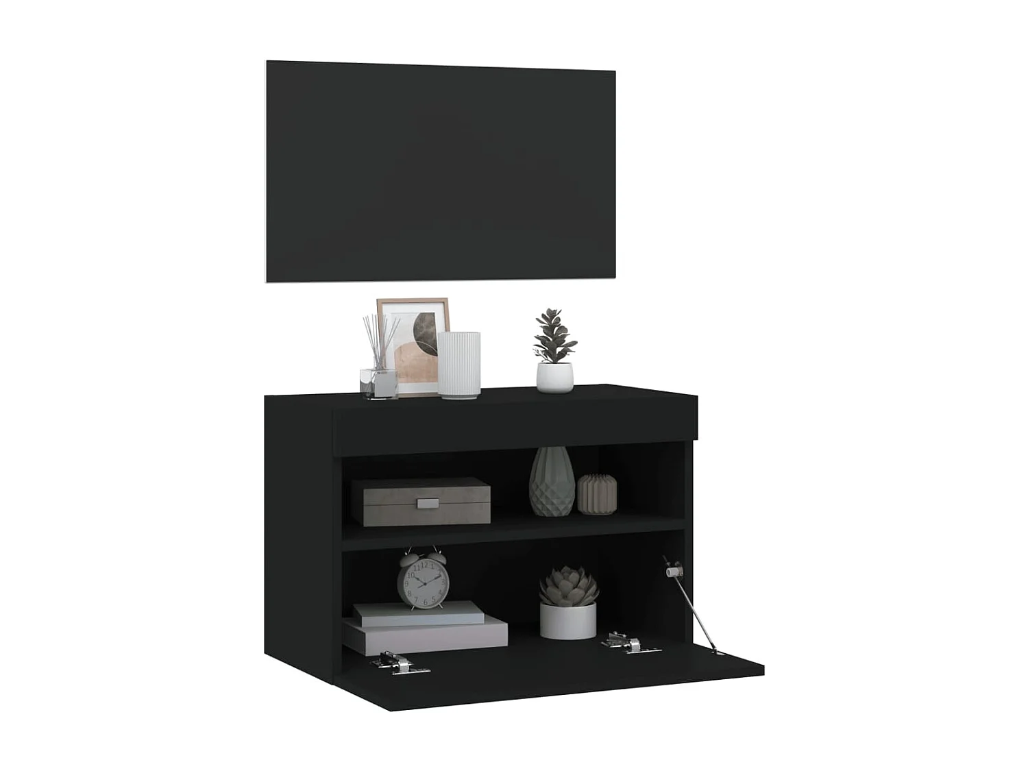 Berkfield TV Wall Cabinet with LED Lights Black 60x30x40 cm
