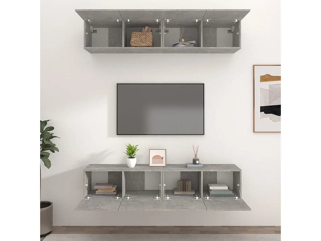 Berkfield TV Cabinets 4 pcs Concrete Grey 80x30x30 cm Engineered Wood