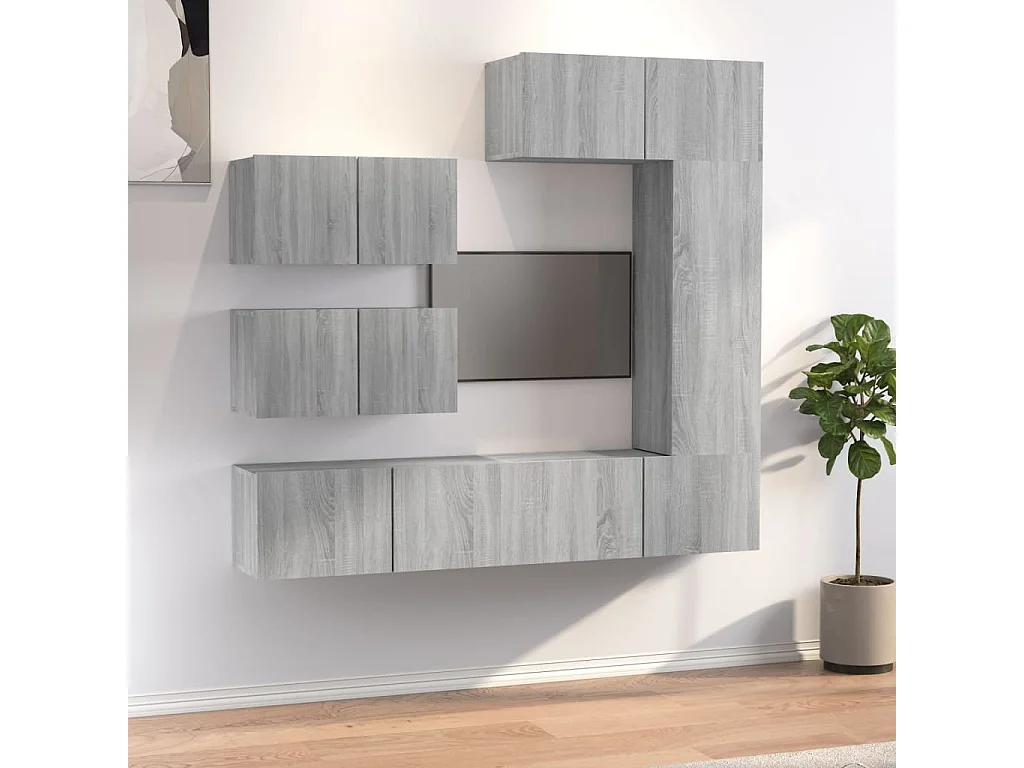 Berkfield 6 Piece TV Cabinet Set Grey Sonoma Engineered Wood