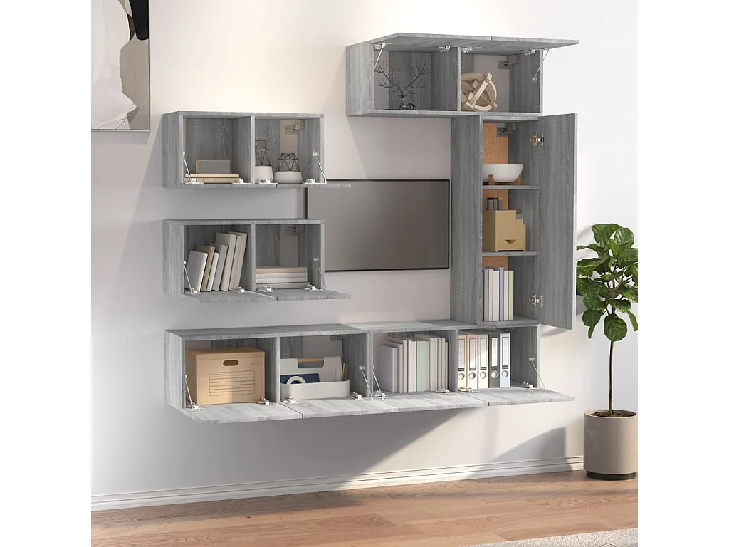Berkfield 6 Piece TV Cabinet Set Grey Sonoma Engineered Wood