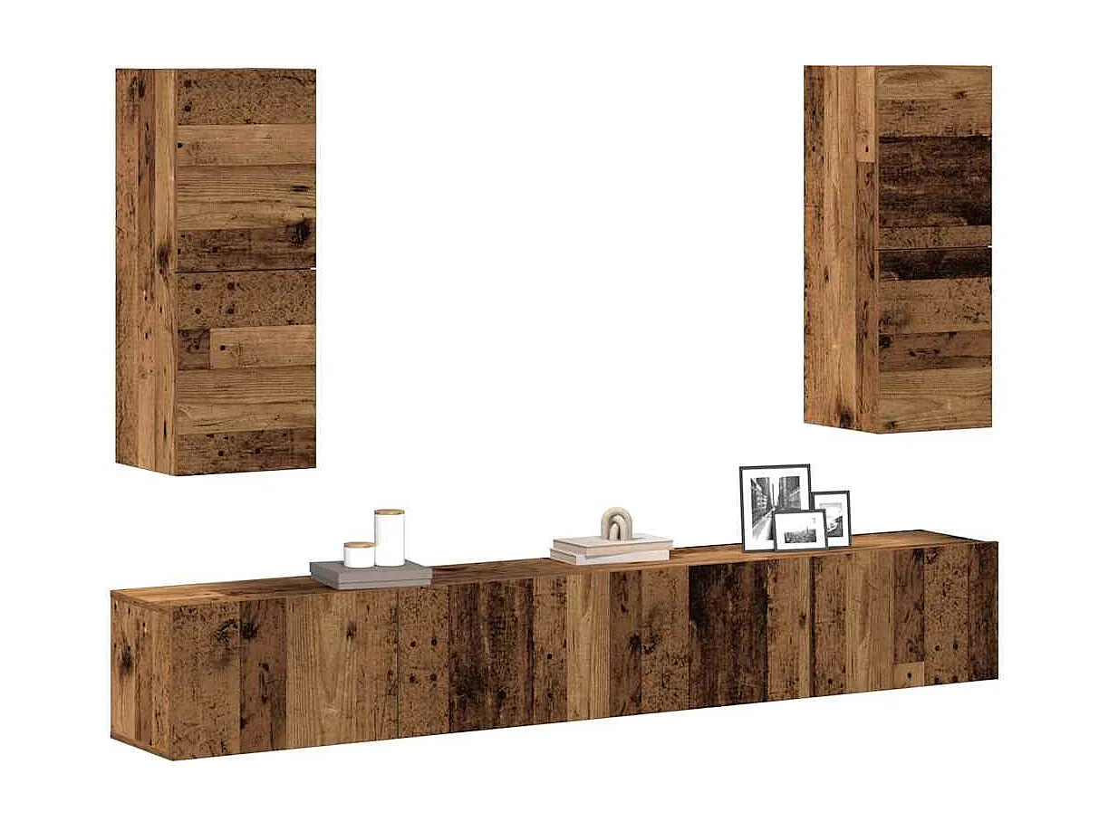 Berkfield 4 Piece TV Cabinet Set Wall-mounted Old Wood Engineered Wood
