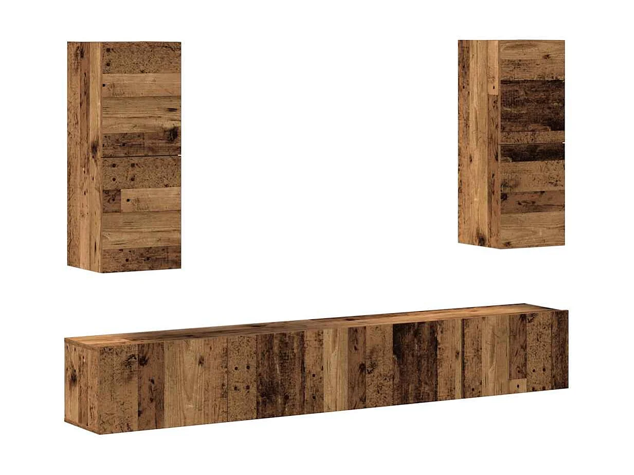Berkfield 4 Piece TV Cabinet Set Wall-mounted Old Wood Engineered Wood