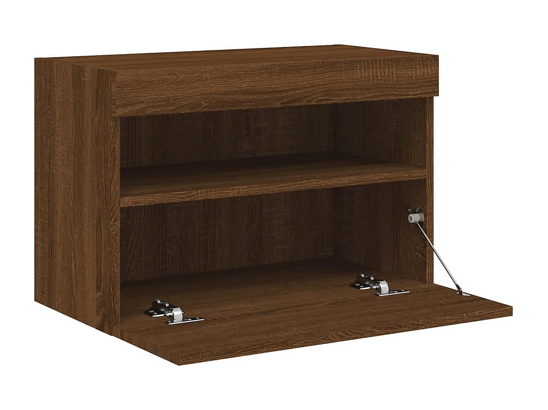 Berkfield TV Wall Cabinet with LED Lights Brown Oak 60x30x40 cm