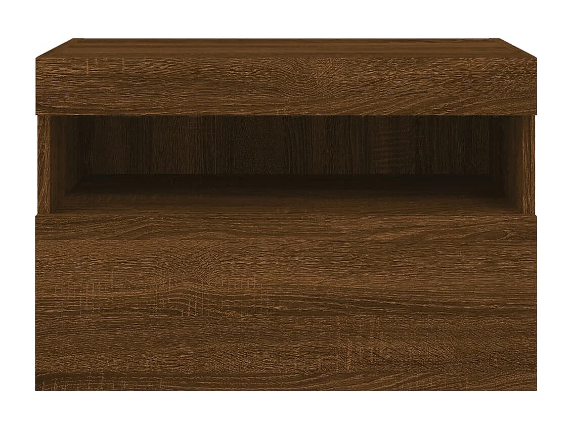Berkfield TV Wall Cabinet with LED Lights Brown Oak 60x30x40 cm
