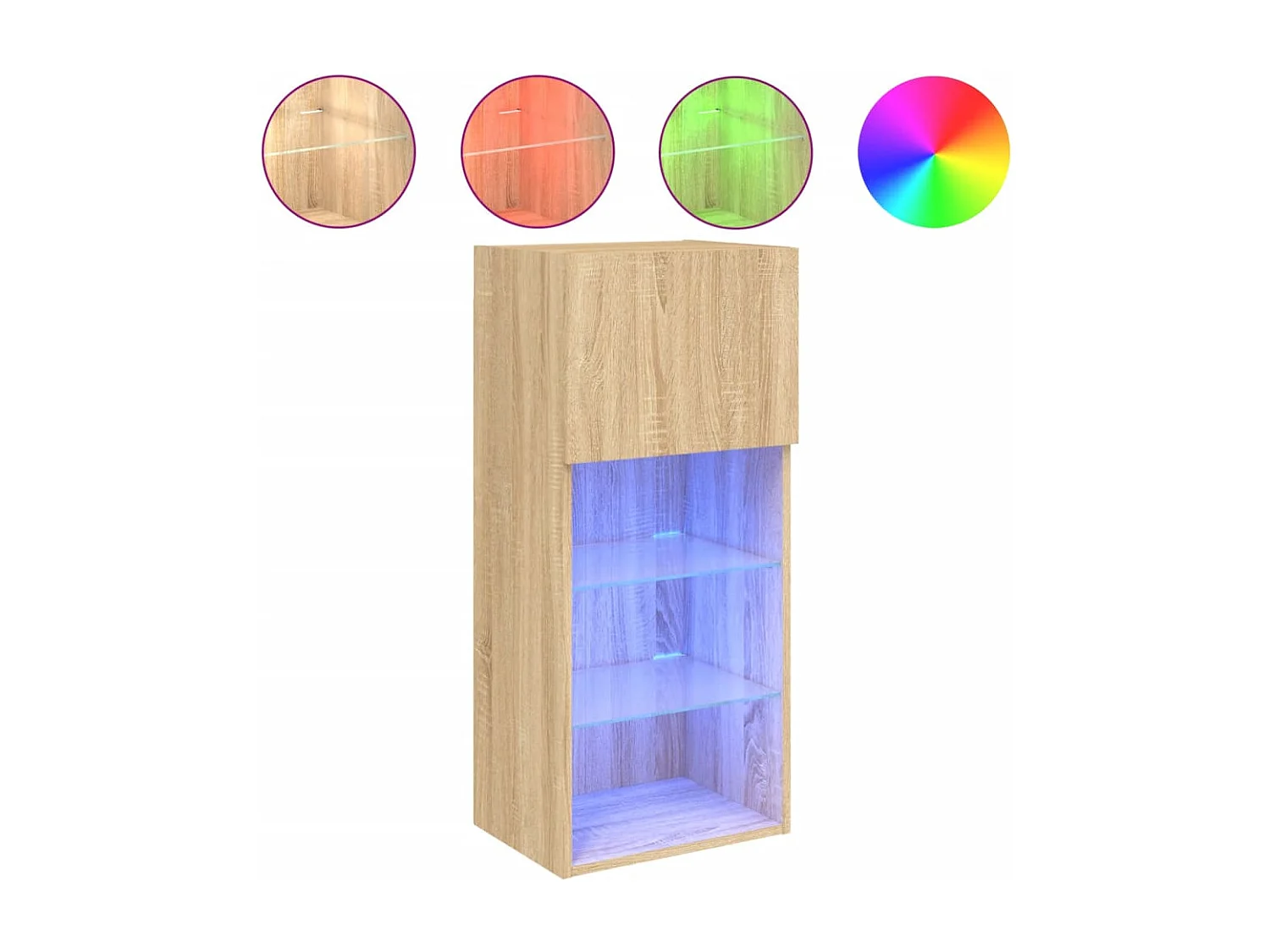 Berkfield TV Cabinet with LED Lights Sonoma Oak 40.5x30x90 cm