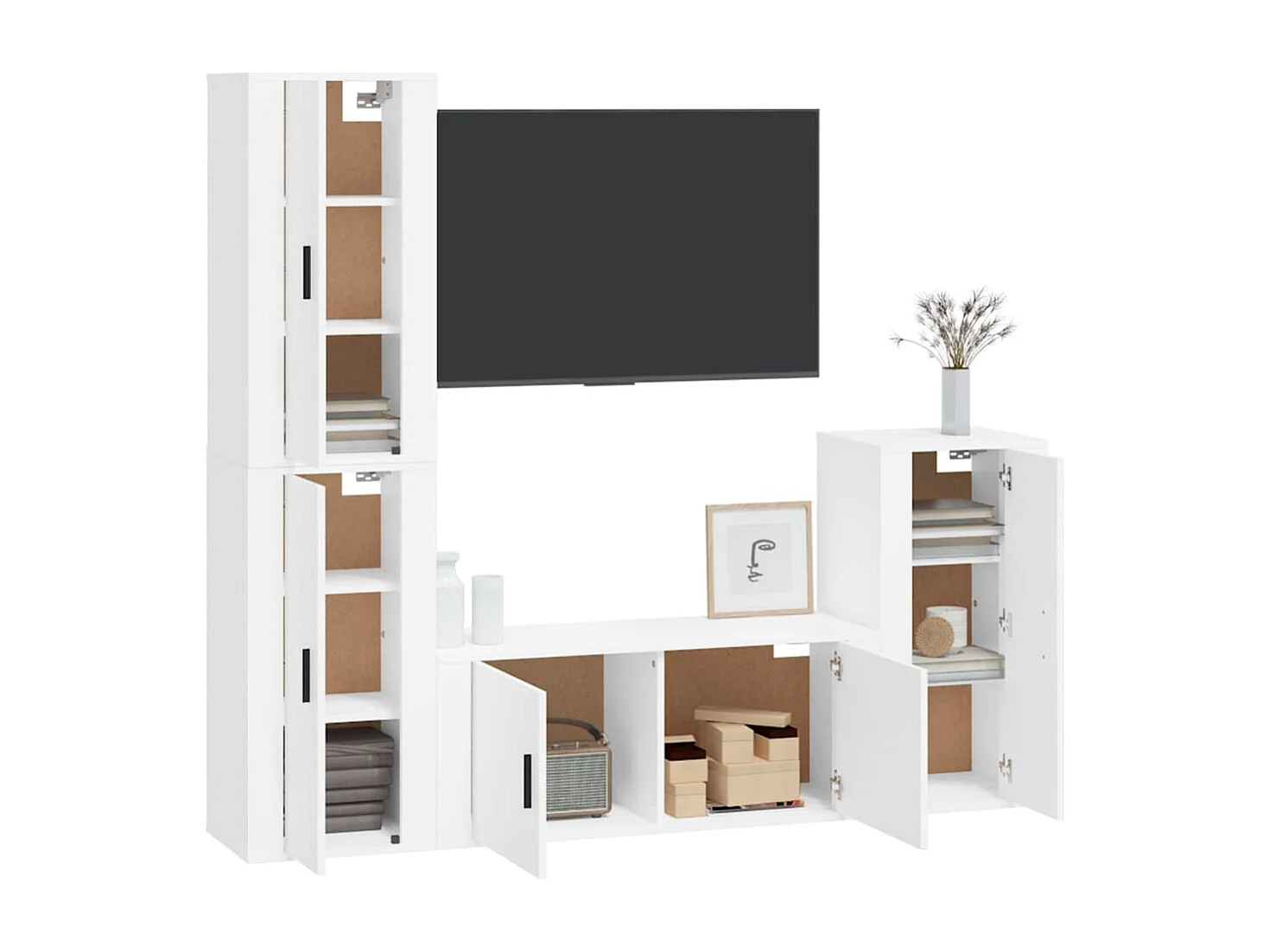 Berkfield 4 Piece TV Cabinet Set White Engineered Wood