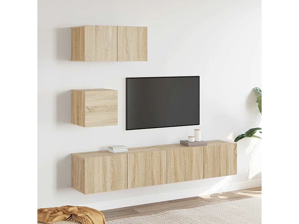 Berkfield 4 Piece TV Cabinet Set Sonoma Oak Engineered Wood