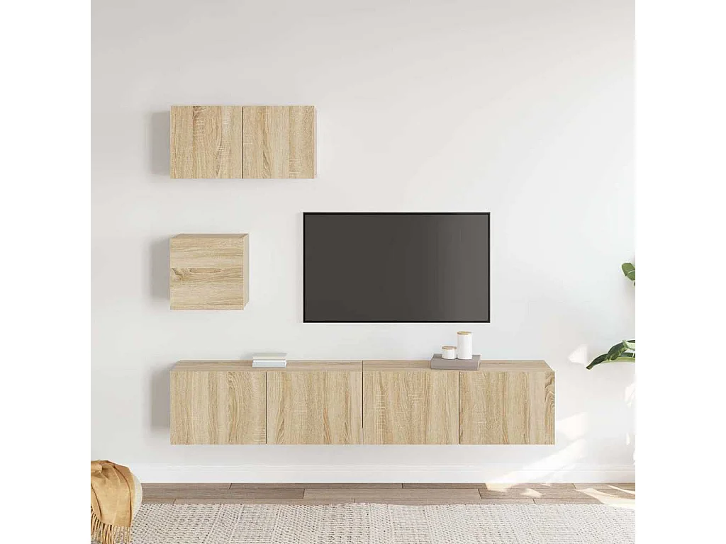 Berkfield 4 Piece TV Cabinet Set Sonoma Oak Engineered Wood