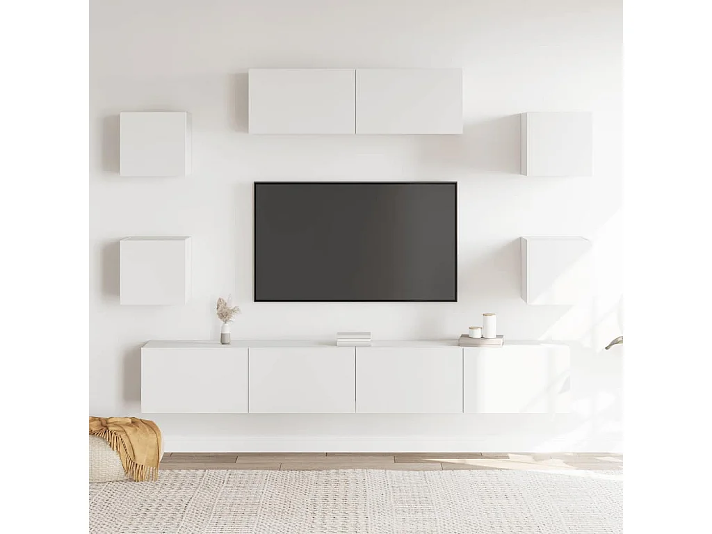 Berkfield 7 Piece TV Cabinet Set White Engineered Wood