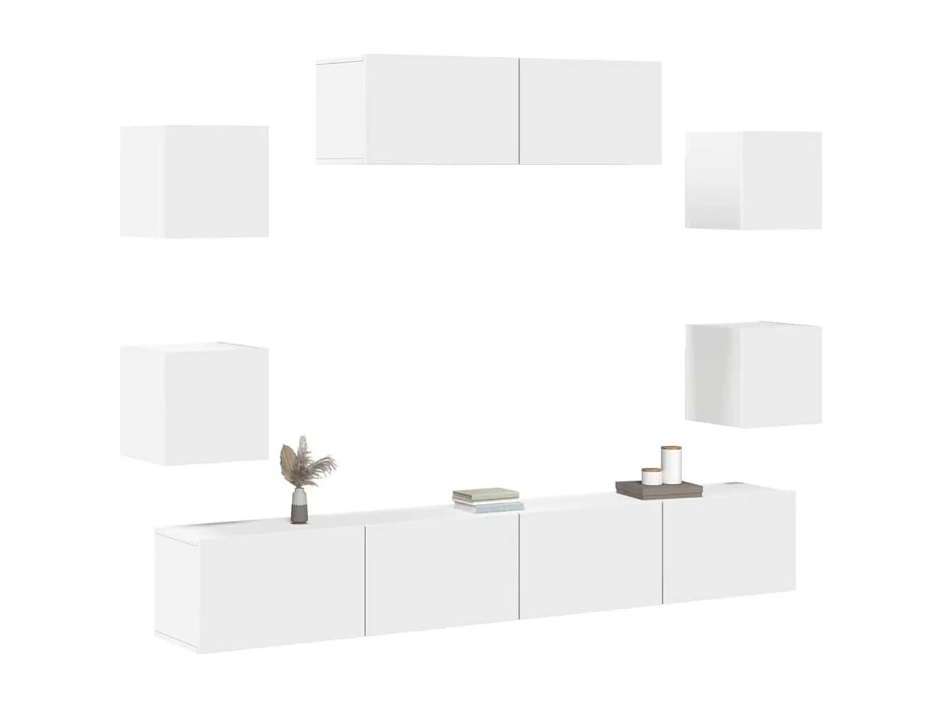 Berkfield 7 Piece TV Cabinet Set White Engineered Wood
