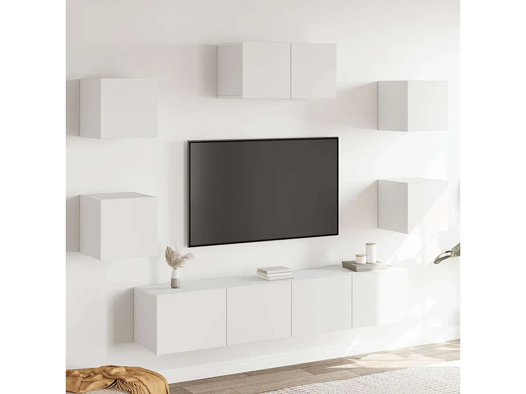 Berkfield 7 Piece TV Cabinet Set White Engineered Wood