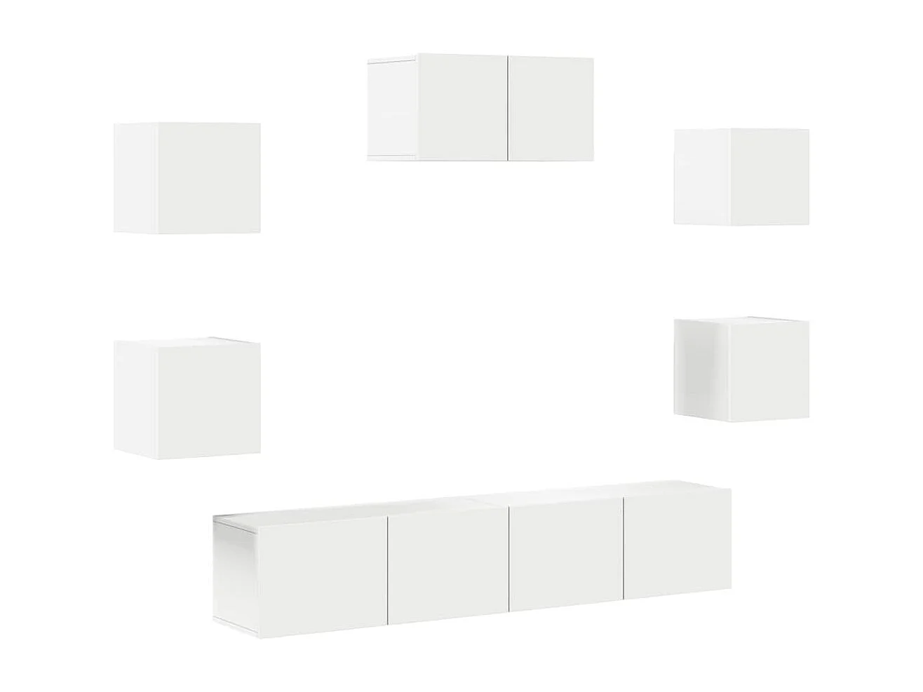 Berkfield 7 Piece TV Cabinet Set White Engineered Wood