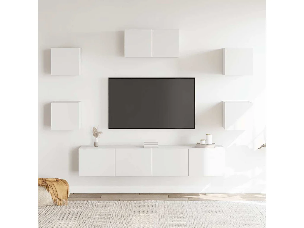 Berkfield 7 Piece TV Cabinet Set White Engineered Wood
