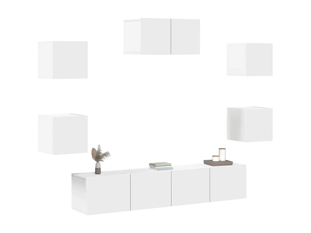 Berkfield 7 Piece TV Cabinet Set White Engineered Wood