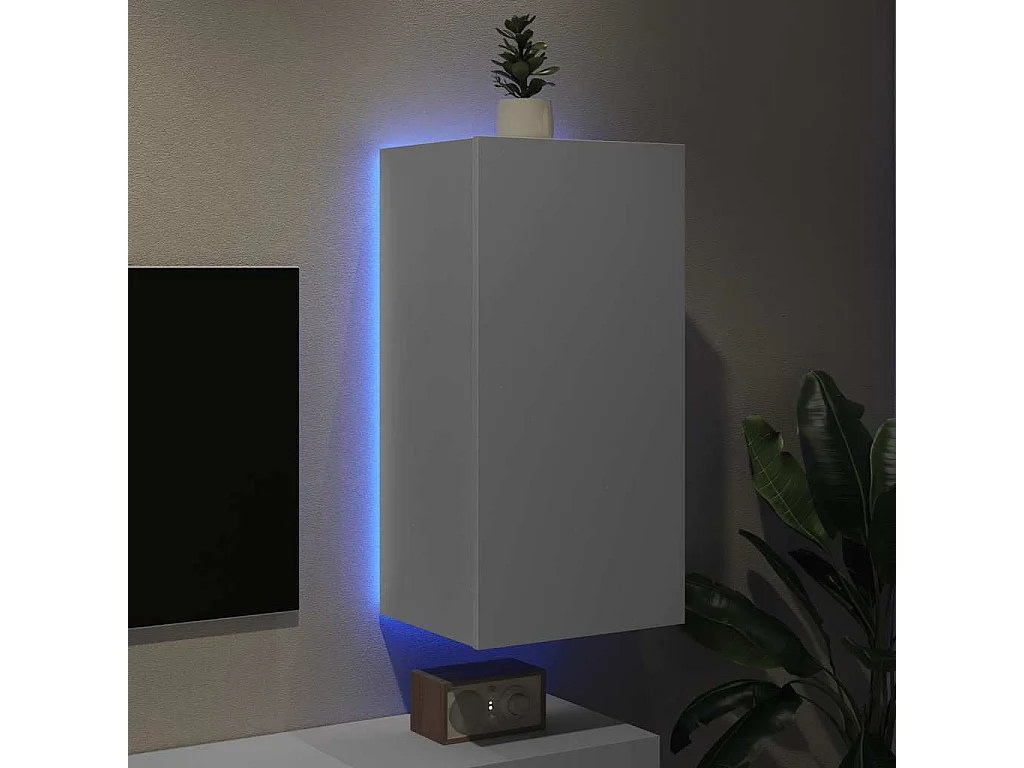 Berkfield TV Wall Cabinet with LED Lights White 40.5x35x80 cm