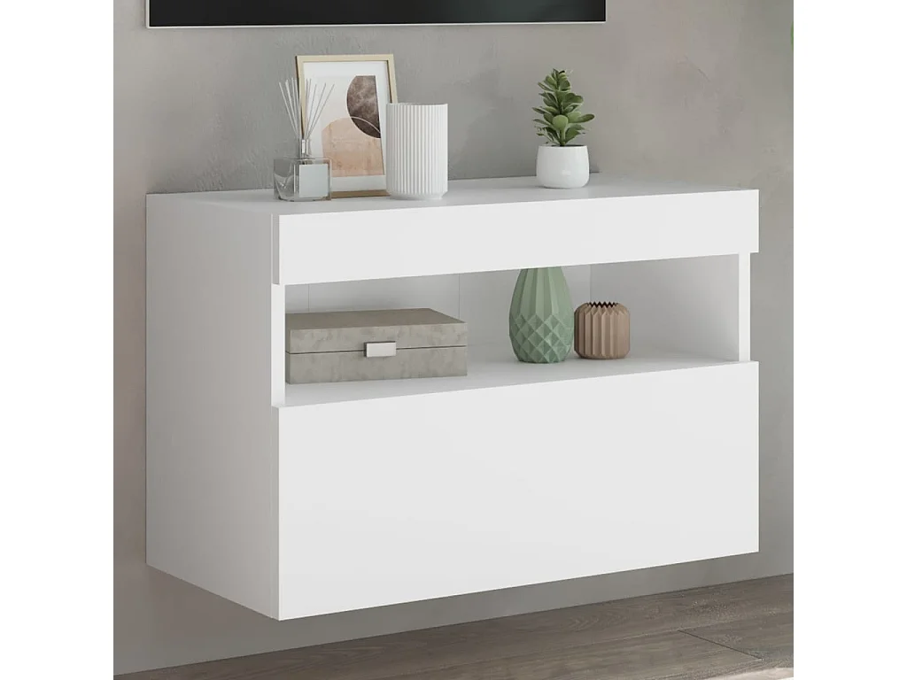 Berkfield TV Wall Cabinet with LED Lights White 60x30x40 cm