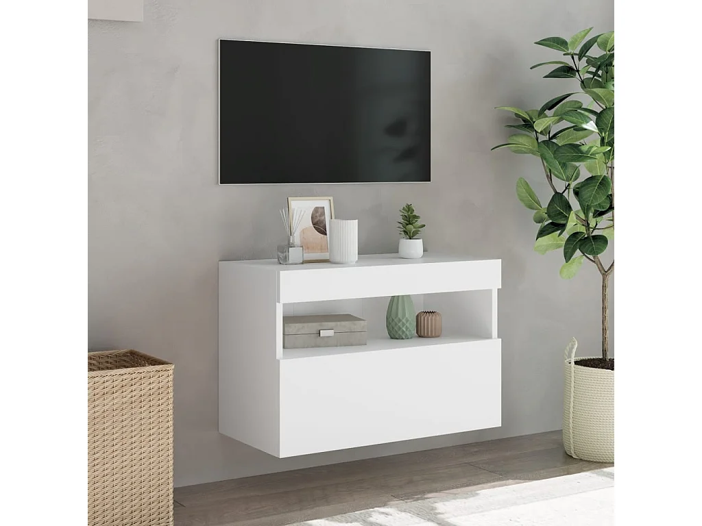Berkfield TV Wall Cabinet with LED Lights White 60x30x40 cm