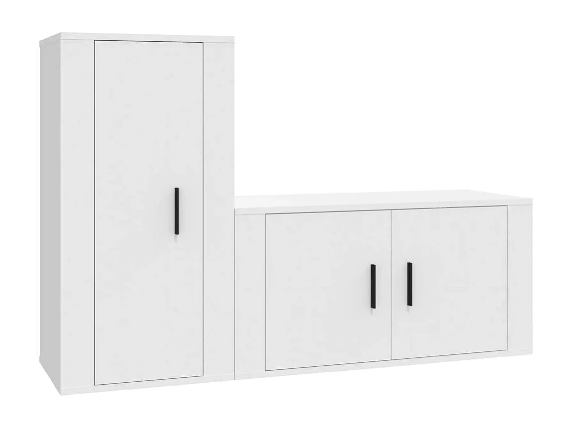 Berkfield 2 Piece TV Cabinet Set White Engineered Wood