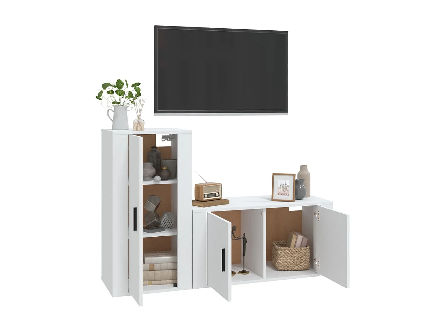Berkfield 2 Piece TV Cabinet Set White Engineered Wood