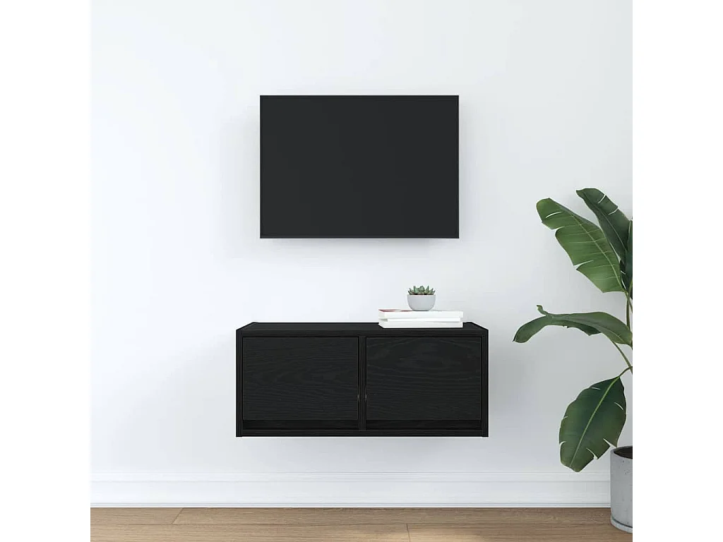 Berkfield TV Cabinet Black Oak 60x31x25.5 cm Engineered Wood