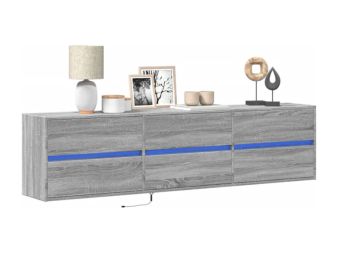 Berkfield TV Wall Cabinet with LED Grey Sonoma 180x31x45 cm