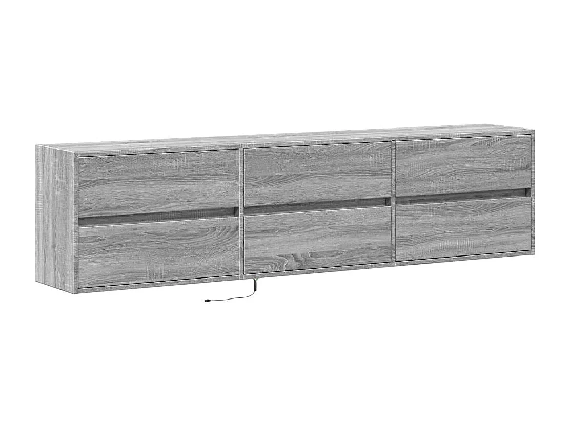 Berkfield TV Wall Cabinet with LED Grey Sonoma 180x31x45 cm