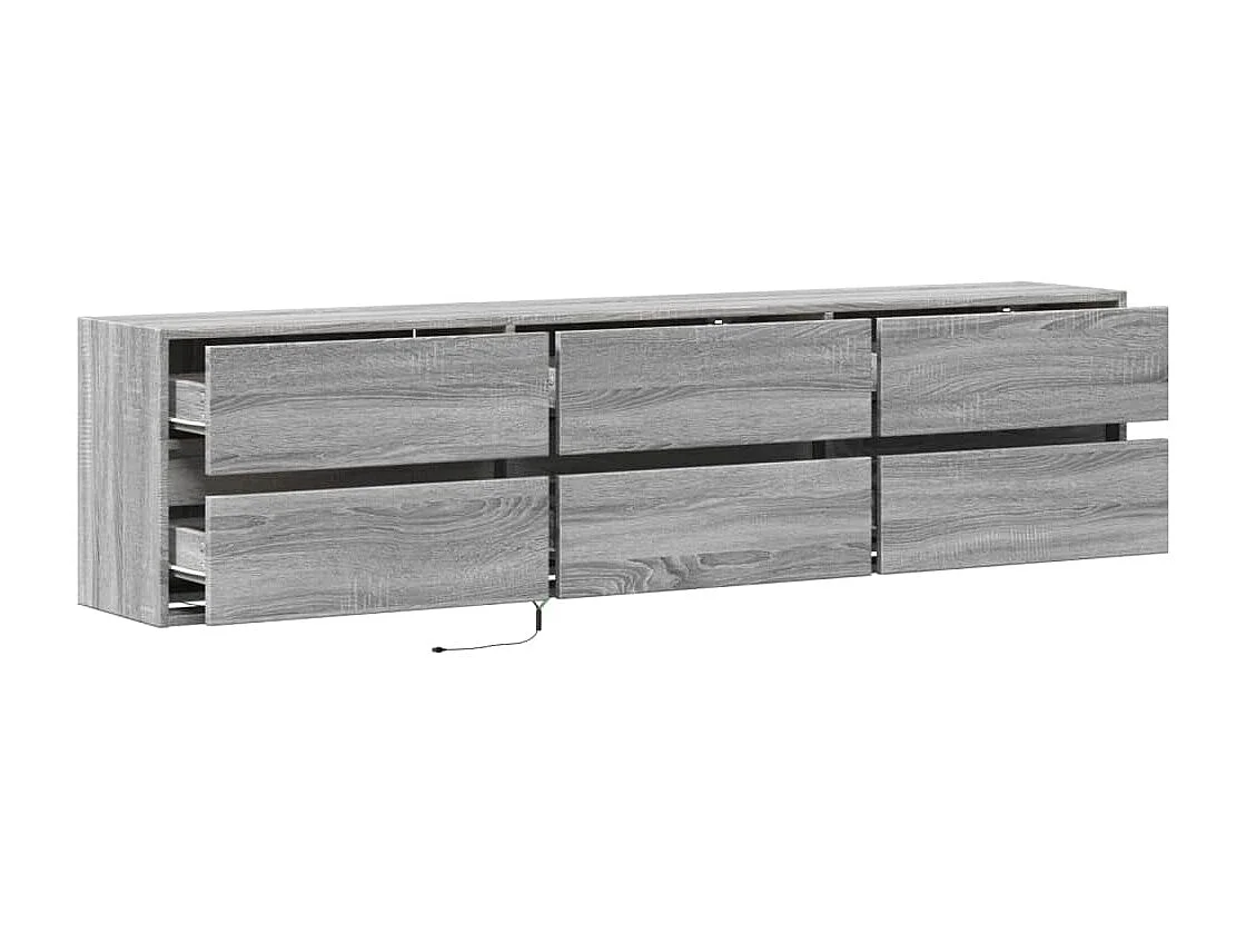 Berkfield TV Wall Cabinet with LED Grey Sonoma 180x31x45 cm