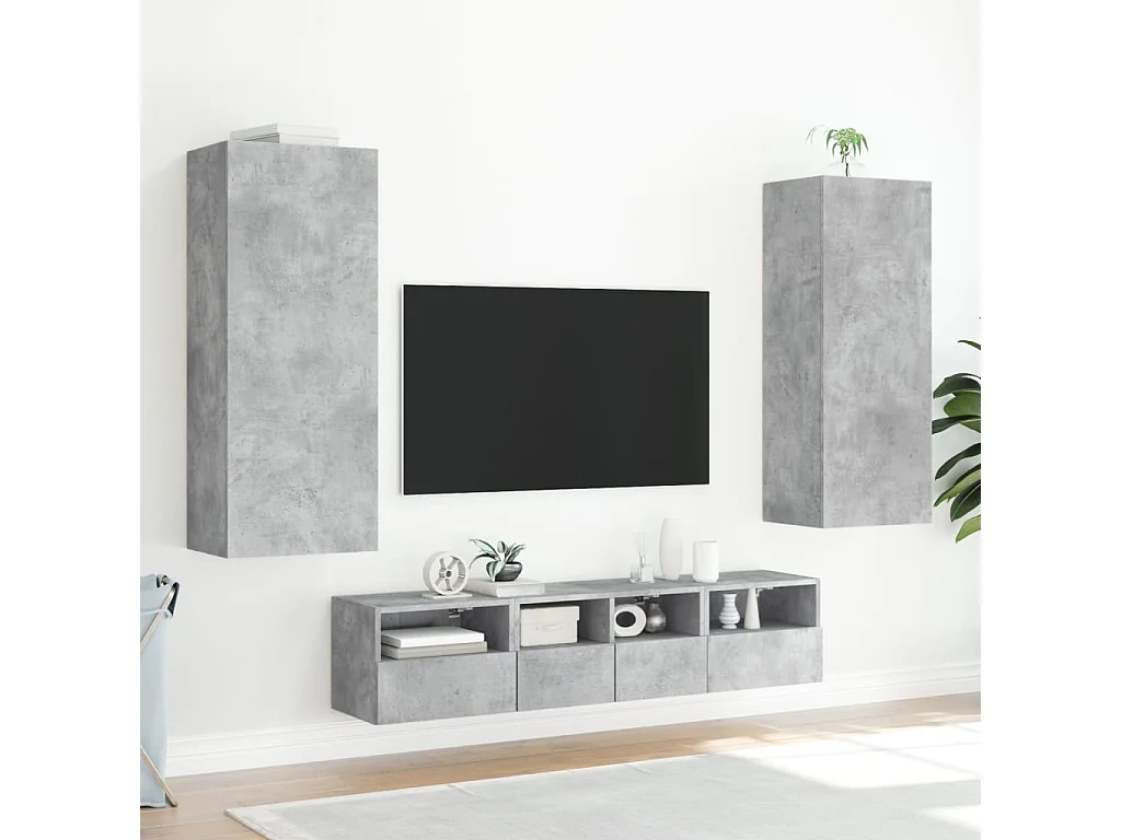 Berkfield TV Wall Cabinet Concrete Grey 40.5x30x102 cm Engineered Wood