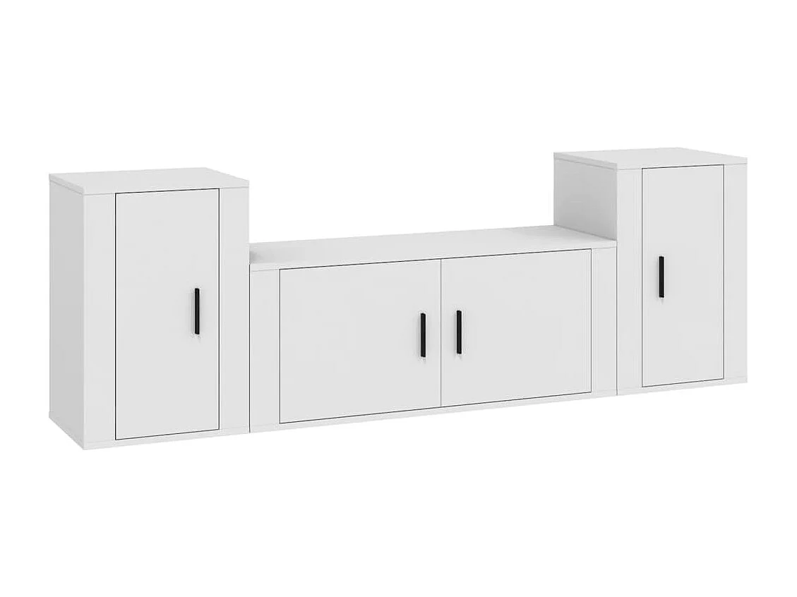 Berkfield 3 Piece TV Cabinet Set White Engineered Wood