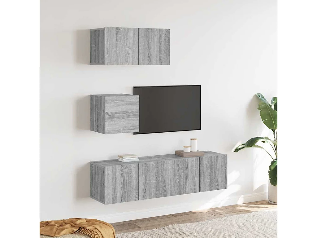 Berkfield 4 Piece TV Cabinet Set Grey Sonoma Engineered Wood