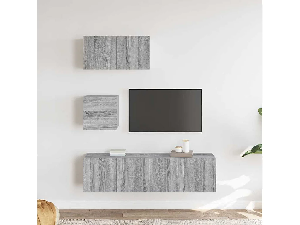 Berkfield 4 Piece TV Cabinet Set Grey Sonoma Engineered Wood