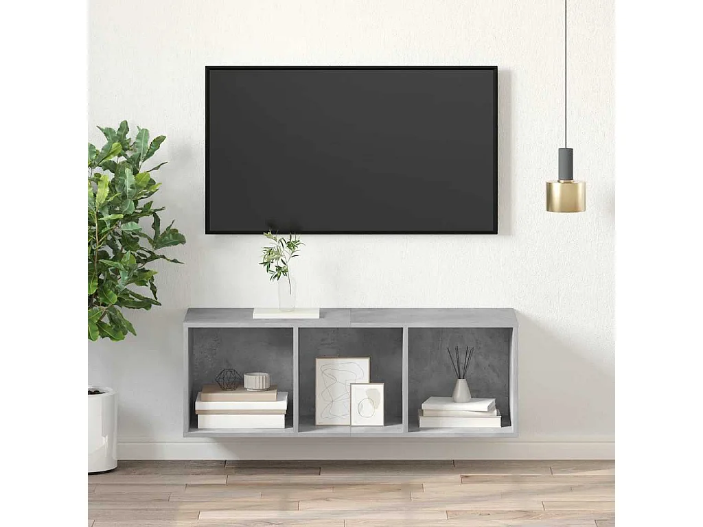 Berkfield Wall-mounted TV Cabinet Concrete Grey 37x37x107 cm Engineered Wood