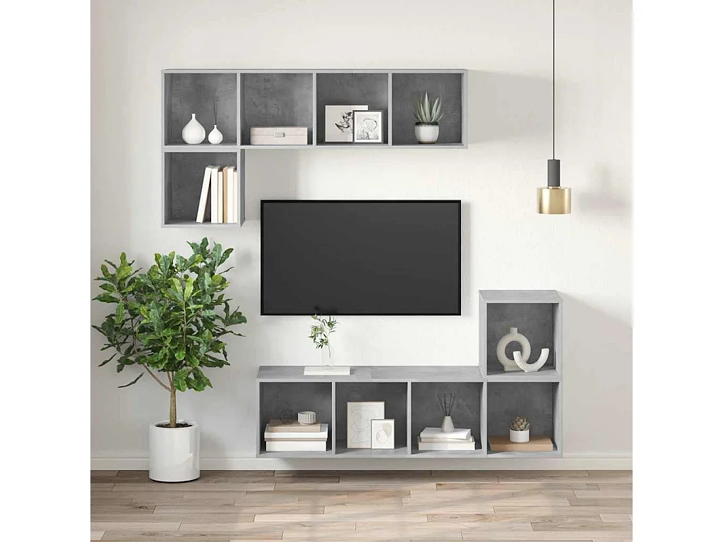 Berkfield Wall-mounted TV Cabinet Concrete Grey 37x37x107 cm Engineered Wood