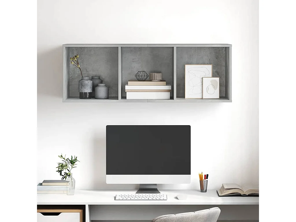 Berkfield Wall-mounted TV Cabinet Concrete Grey 37x37x107 cm Engineered Wood