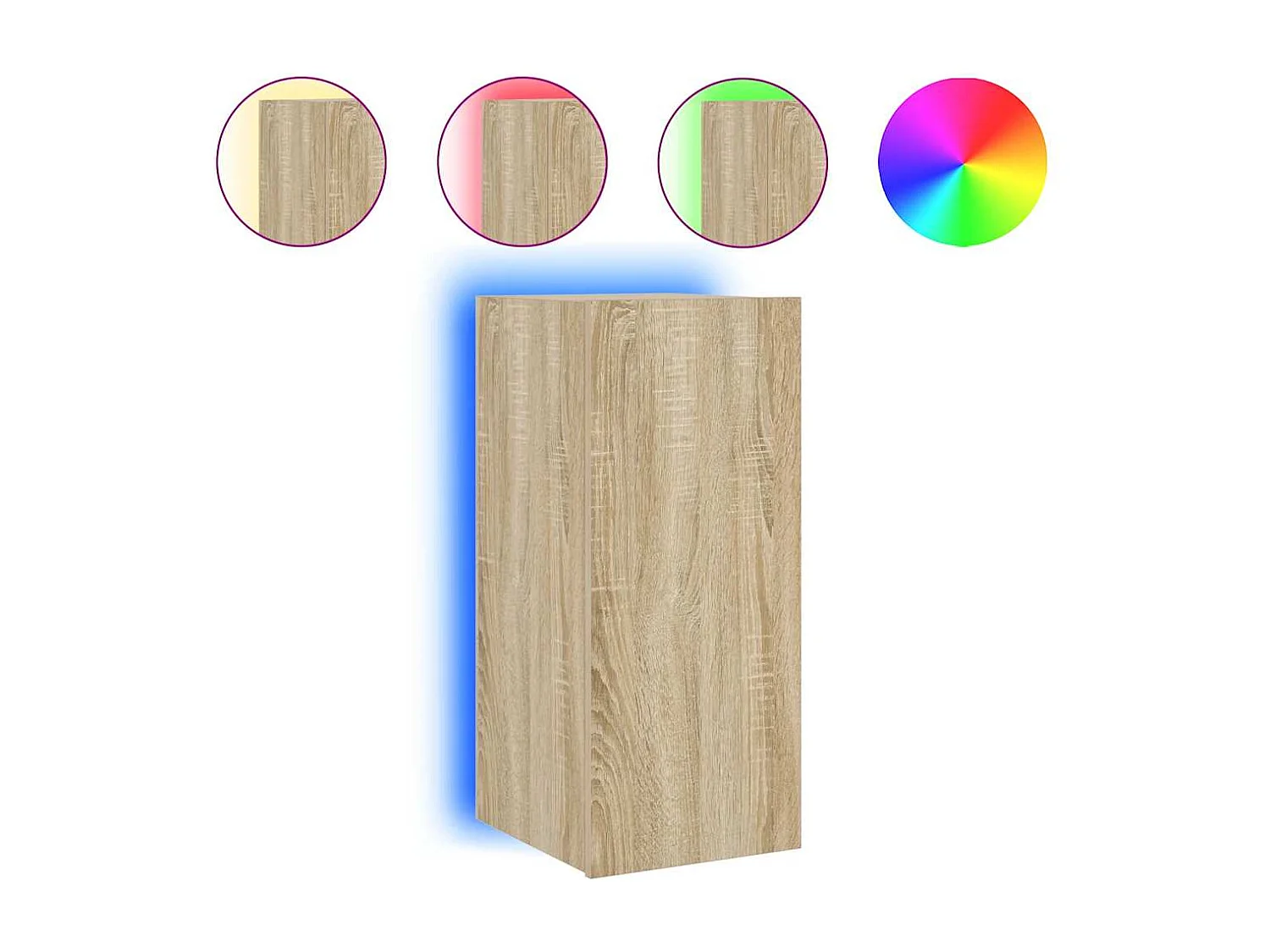 Berkfield TV Wall Cabinet with LED Lights Sonoma Oak 30.5x35x70 cm