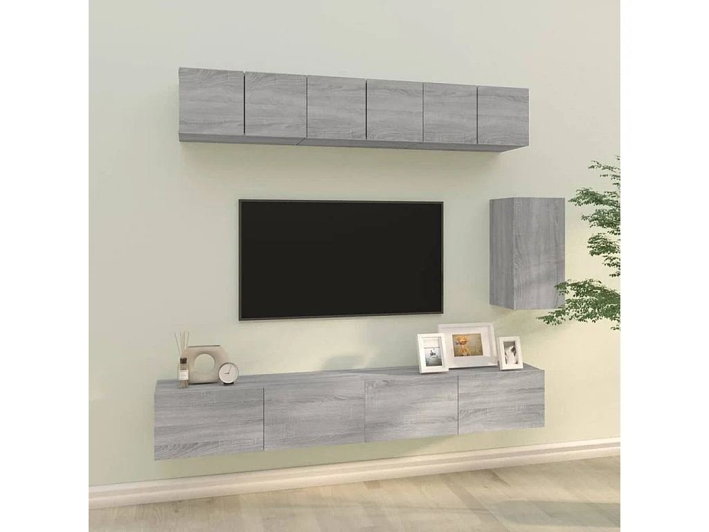 Berkfield 6 Piece TV Cabinet Set Grey Sonoma Engineered Wood