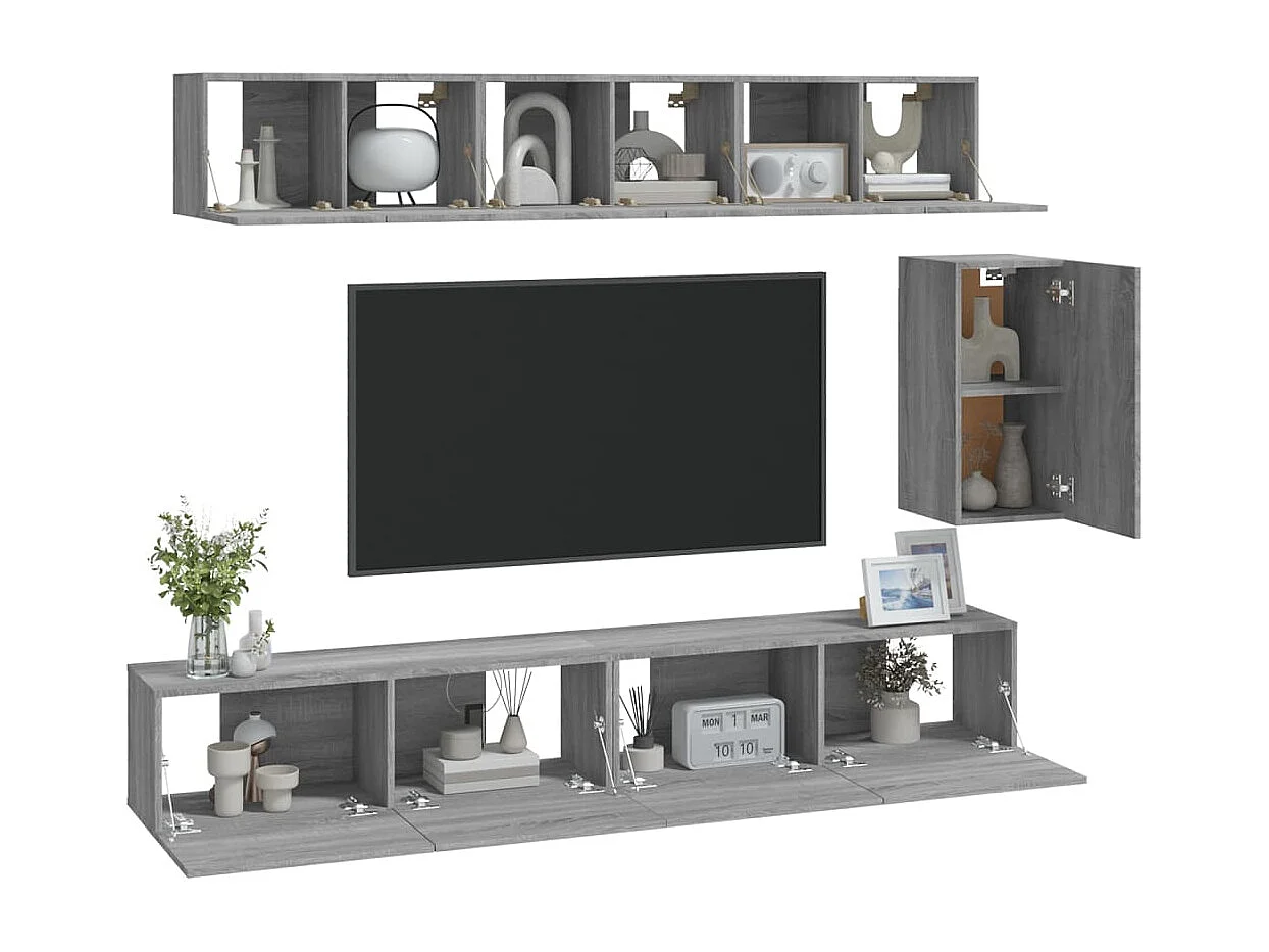 Berkfield 6 Piece TV Cabinet Set Grey Sonoma Engineered Wood